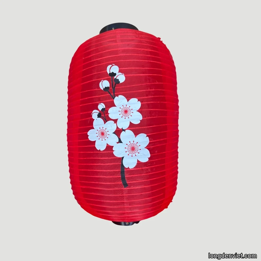 Đèn lồng Nhật decor không gian Việt — Mẫu LDV-N300 đỏ rực ấm áp — đèn lồng thủ công Hội An | LongDenViet