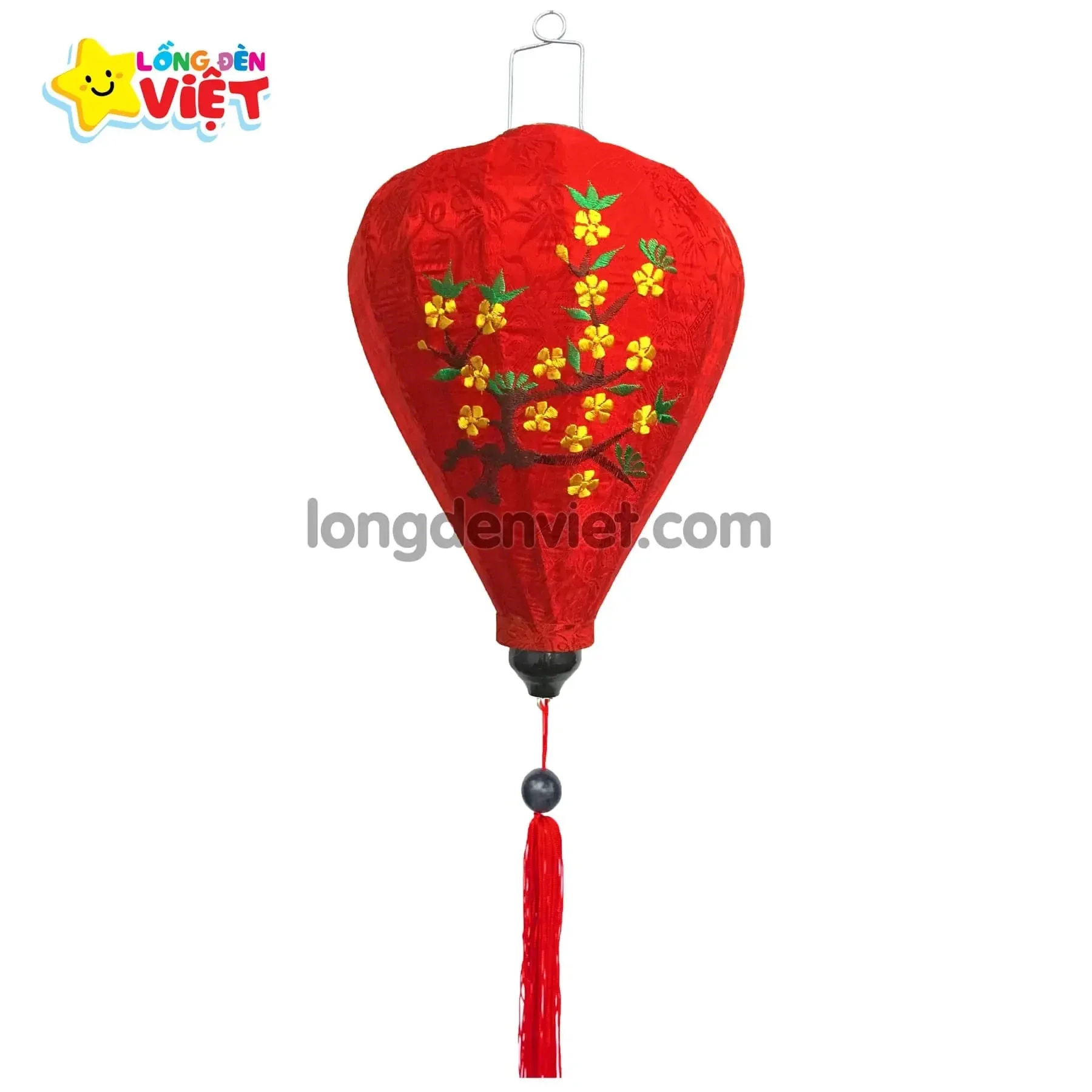 Lồng đèn thêu Hoa Mai TH13 — đèn lồng gỗ Tân Phú, TP.HCM | LongDenViet