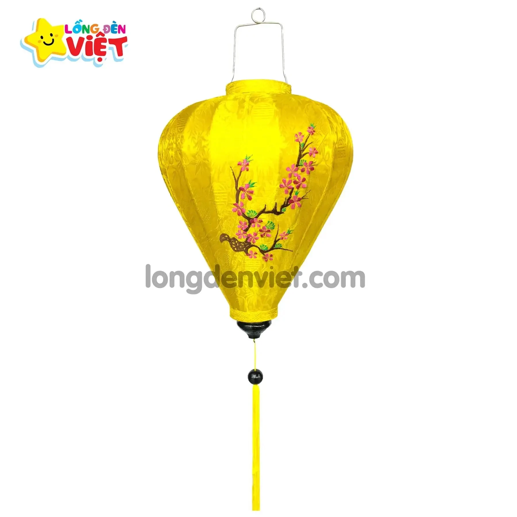 Lồng đèn thêu Hoa Đào TH07 — đèn lồng Tết Việt Nam | LongDenViet