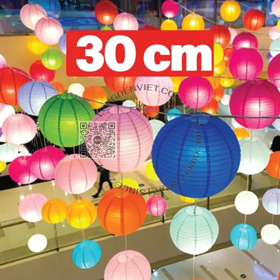 Bộ 10 cái đèn vải dù 10 màu (30cm) — đèn ngoài trời Hội An | LongDenViet