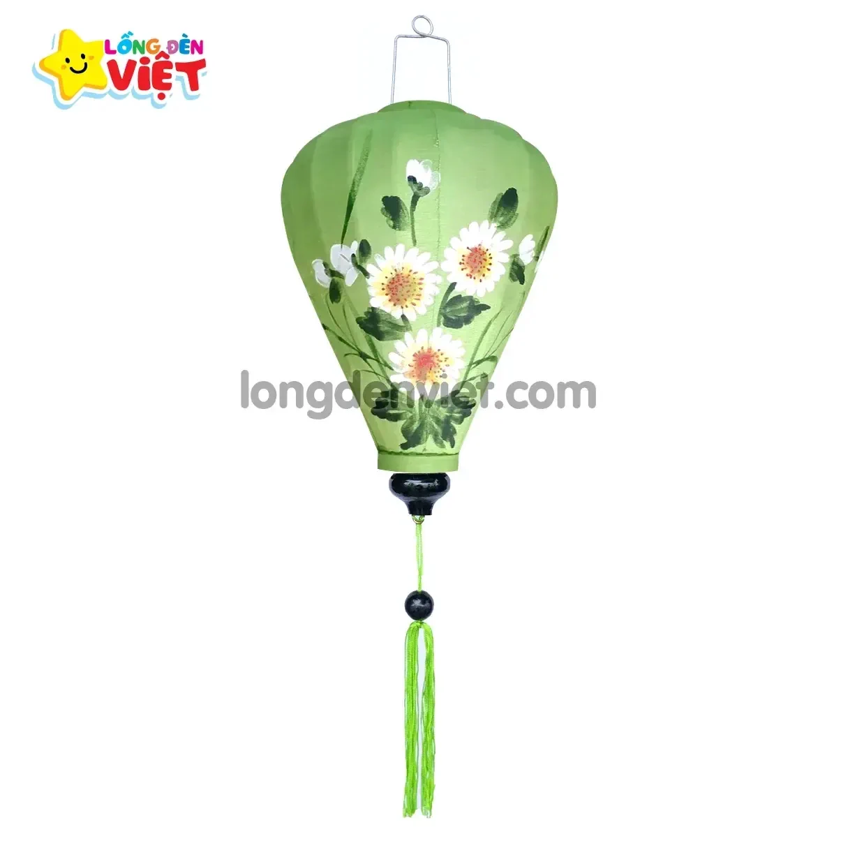 Lồng đèn Hội An vẽ Hoa V04 — đèn lồng gỗ Tân Phú, TP.HCM | LongDenViet