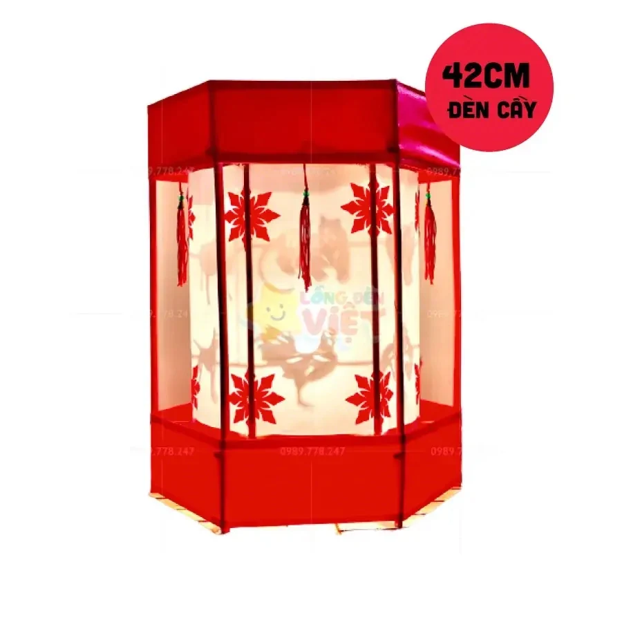 Đèn Kéo Quân Tre Bọc Vải 42cm — đèn cung đình Hội An | LongDenViet